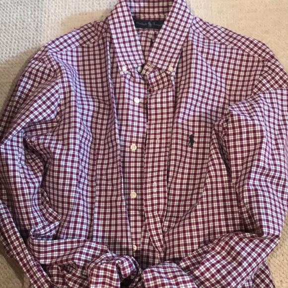 POLO RALPH LAUREN CLASSIC FIT DRESS SHIRT IN RED/PLUM  16 1/2 neck 36/37 sleeve - Picture 6 of 6